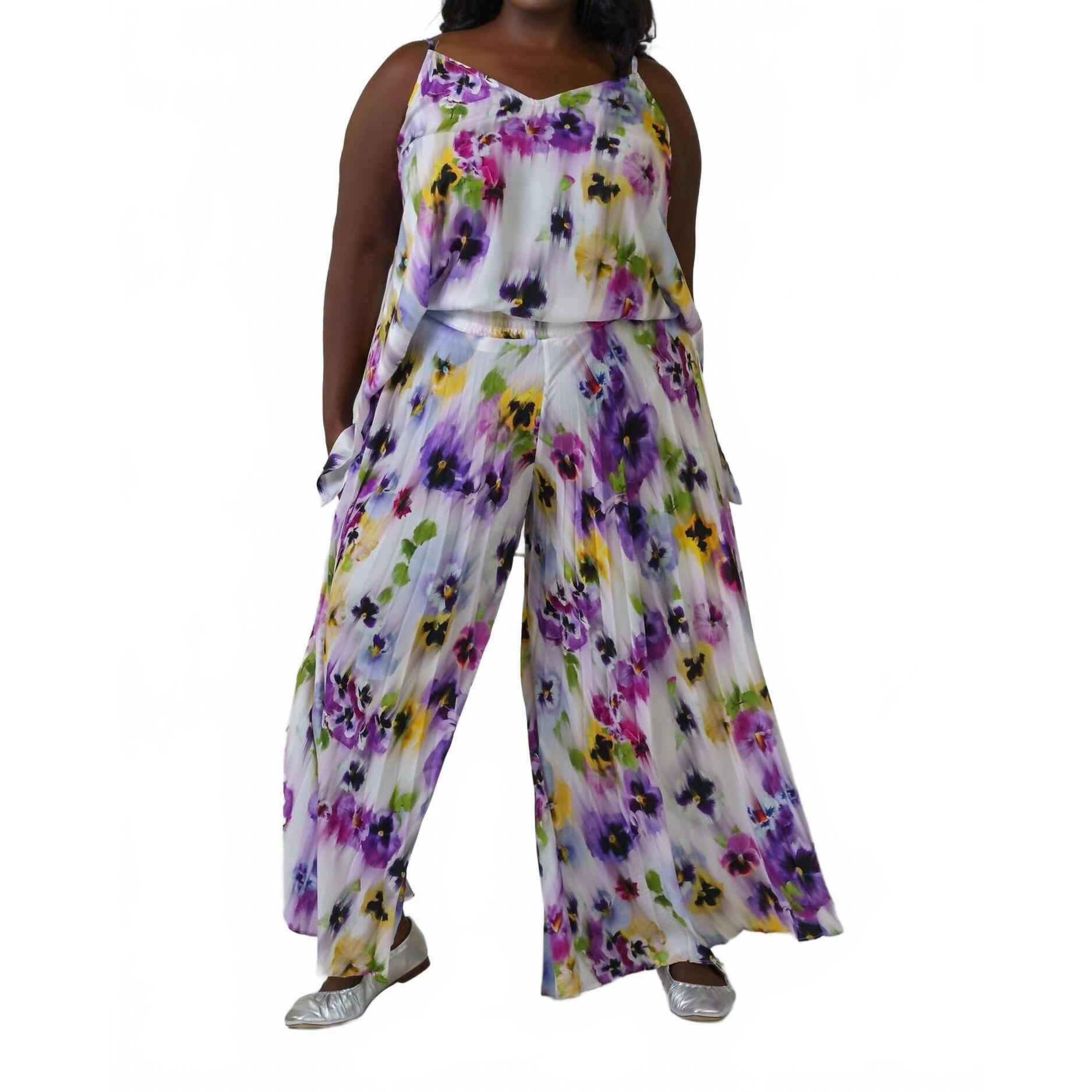 New Mat Fashion Pansy Relaxed Wide Leg Trouser - Plus In Pansy